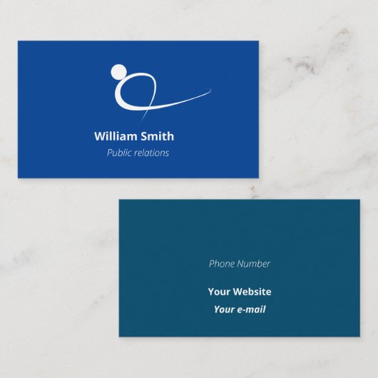 Welcoming Blue モダン Motion Personロゴ 名刺 (正面/裏面)