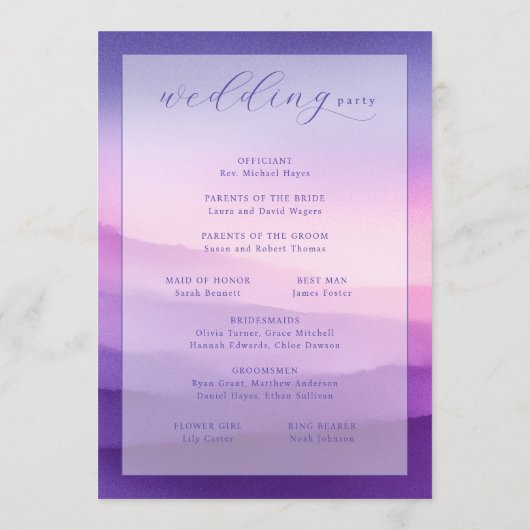 "Welcoming Ceremony Purple Gradient" プログラム (裏面)