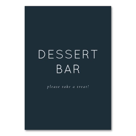 Welcoming Navy Minimalist Dessert Bar Sign テーブルナンバー (正面)