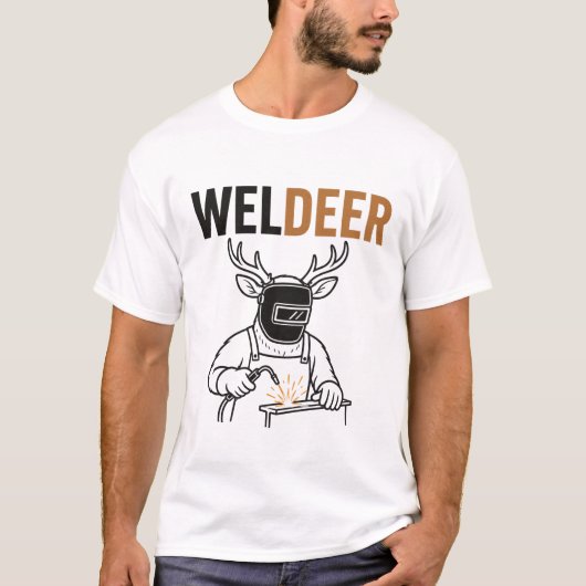 Weldeer – 面白い鹿の溶接工パロディ tシャツ (正面)