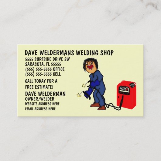 Welderパーソナライズされた Cartoon Business Card 名刺 (正面)