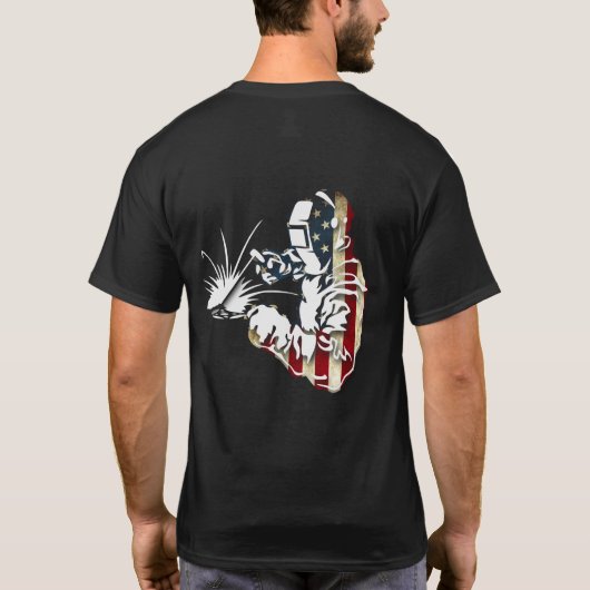 Welder American Flag USA Patriotic Welder Gift Tシャツ (裏面)