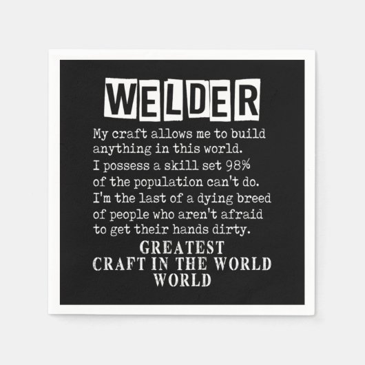 Welder Craft Profession Welding Weld Metal Gift スタンダードカクテルナプキン (正面)