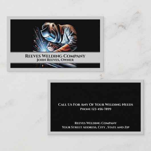 Welder Fabricator Contractor Service Business Card 名刺 (正面/裏面)