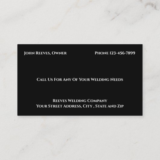 Welder Fabricator Contractor Service Business Card 名刺 (裏面)