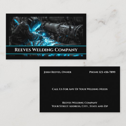 Welder Fabricator Contractor Service Business Card 名刺 (正面/裏面)
