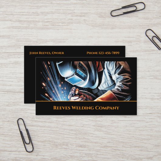 Welder Fabricator Contractor Service Business Card 名刺 (正面/裏面インサイチュ)