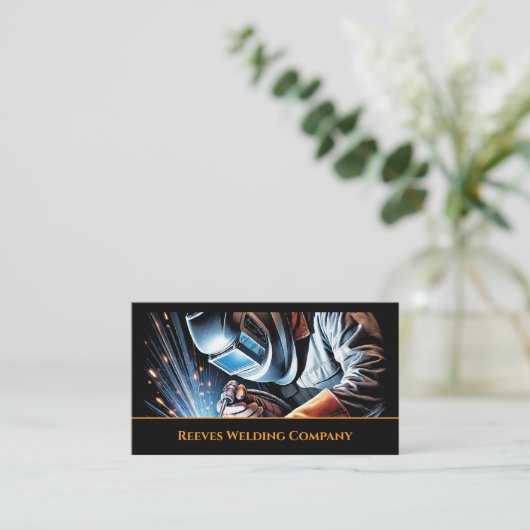 Welder Fabricator Contractor Service Business Card 名刺 (スタンド正面)
