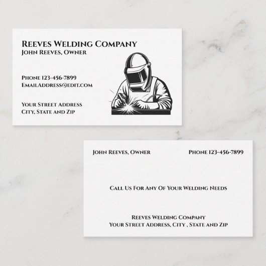 Welder Fabricator Contractor Service Business Card 名刺 (正面/裏面)
