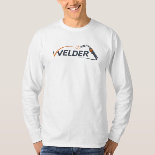 Welder Minimalist Logo Torch Spark Design Tシャツ (正面)