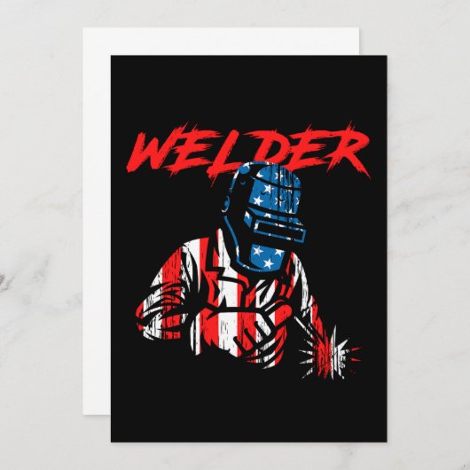 Welder Profession American Flag Metal Welding Gift 招待状 (正面/裏面)