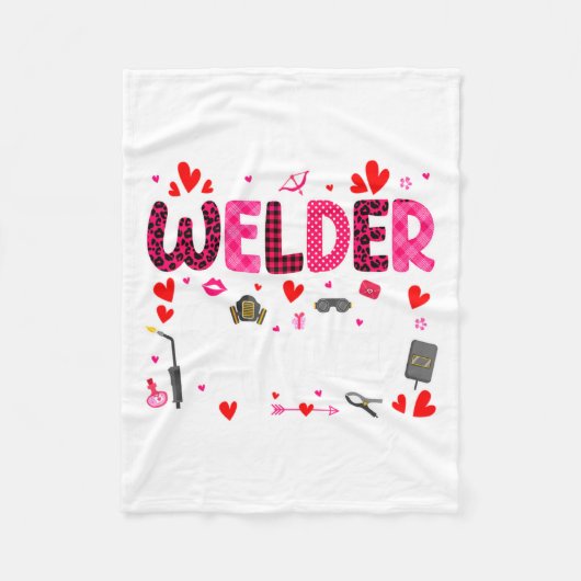 Welder Squad Cute Tools Hearts Costume Valentines フリースブランケット (正面)