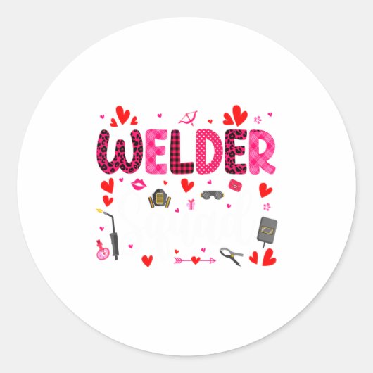 Welder Squad Cute Tools Hearts Costume Valentines  ラウンドシール (正面)