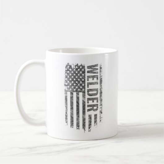 Welder USA Flag Distressed design コーヒーマグカップ (左)