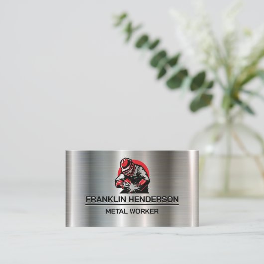 Welder Working on Metal | Fabrication 名刺 (スタンド正面)