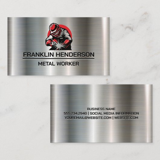 Welder Working on Metal | Fabrication 名刺 (正面/裏面)