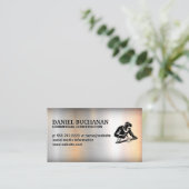 Welder Working on Steel | Metallic Background 名刺 (スタンド正面)