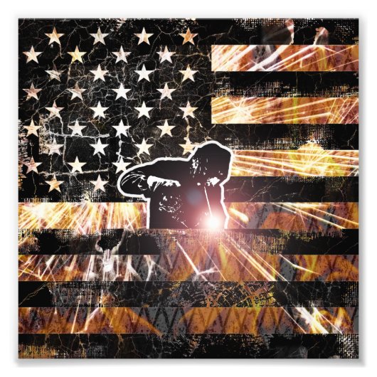 Welding Flag Sparks and Flames フォトプリント (正面)