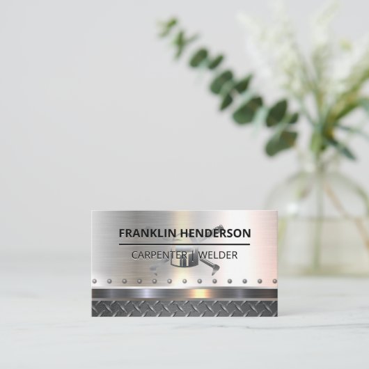 Welding Mask Logo | Metallic | Blue Collar 名刺 (スタンド正面)