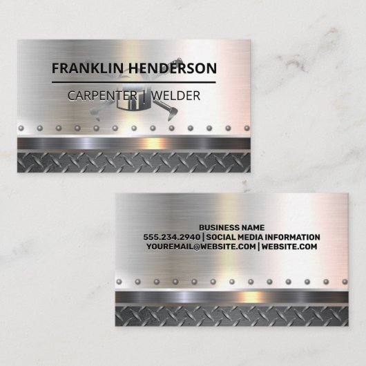 Welding Mask Logo | Metallic | Blue Collar 名刺 (正面/裏面)