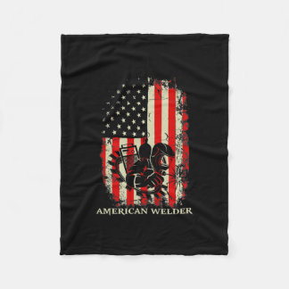 Welding Vintage Distressed American Flag フリースブランケット