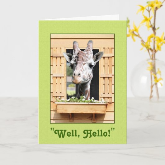 Well おもしろい Hello Giraffe Greeting Card カード (黄色い花)