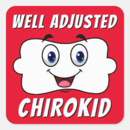Well Adjusted ChiroKid Happy Spantebraカイロプラクティック スクエアシール