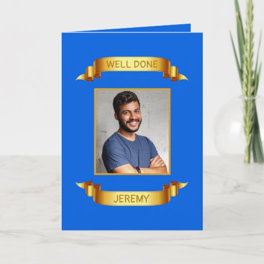 Well Done金ゴールドスクロール、カスタム写真 – パーソナライズされた カード (正面)