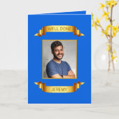 Well Done金ゴールドスクロール、カスタム写真 – パーソナライズされた カード (黄色い花)