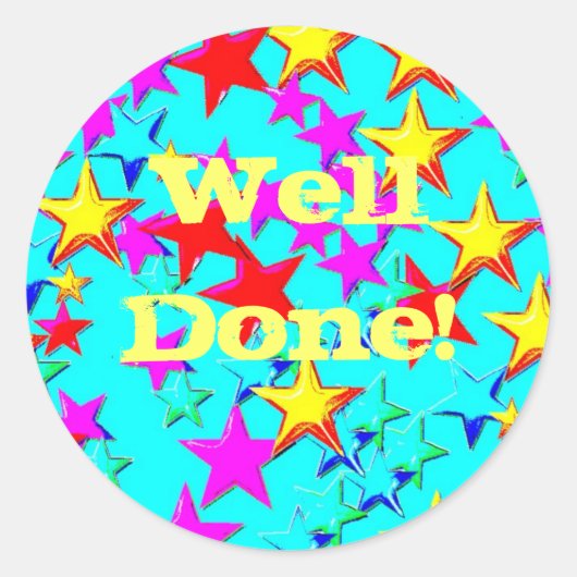 Well Done Blue Starステッカー ラウンドシール (正面)