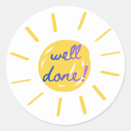 “Well Done!” Colorful Encouragement Sticker ラウンドシール