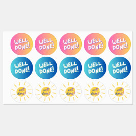 “Well Done!” Colorful Encouragement Sticker ラベル