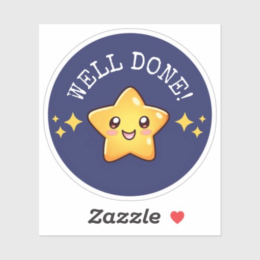 “Well Done” Motivationsaufkleber mit Kawaii Stern シール (シート)