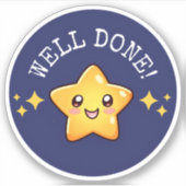 “Well Done” Motivationsaufkleber mit Kawaii Stern シール (正面)