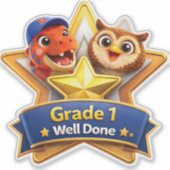 Well done with the owl and Rex custom vinyl achiev シール (正面)