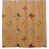 Well Dressed Cats Making Paw Prints in the Sand シャワーカーテン (正面)