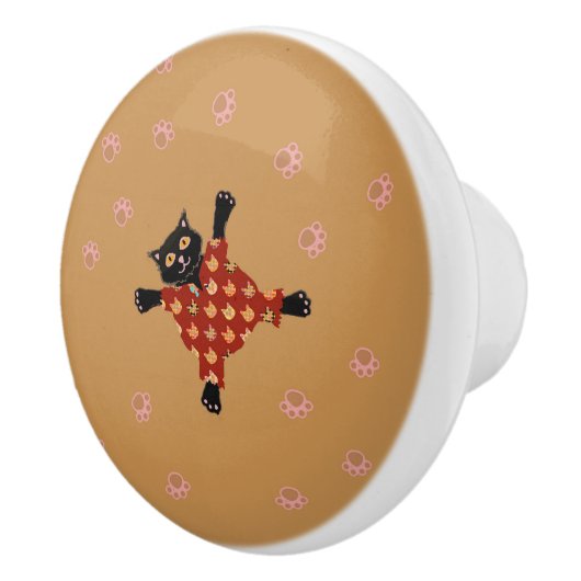 Well Dressed Cats Making Paw Prints in the Sand セラミックノブ (右)