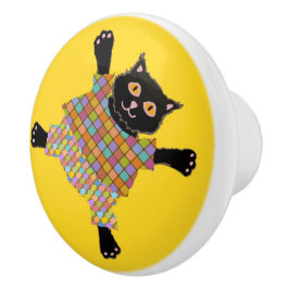 Well Dressed Cats Making Paw Prints in the Sunshin セラミックノブ