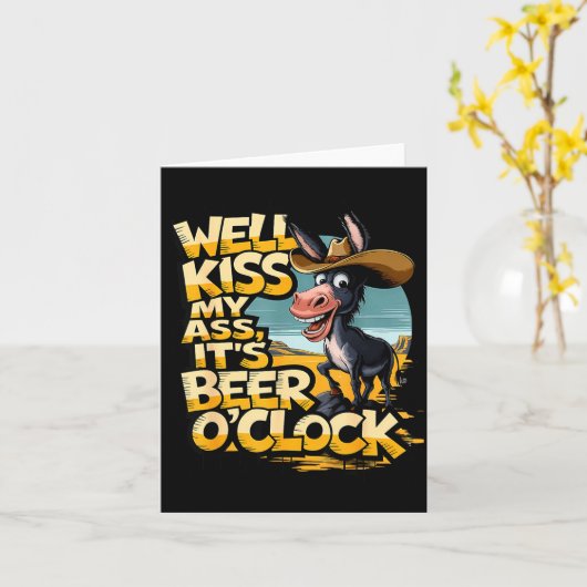 Well Kiss My It's Beer O' Clock Drinking Beer  カード (黄色い花)