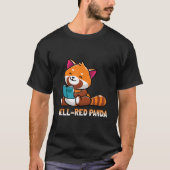 Well Red Panda Bookworm Reading Books Panda Tシャツ (正面)