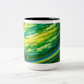 Well Rounded Green Planet with Rings ツートーンマグカップ (中央)