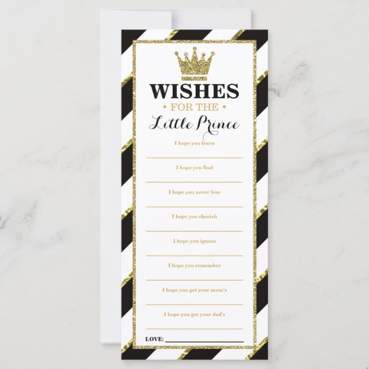 Well Wishesカード、ベビーシャワー、プリンス、フェイク金ゴールド (正面)