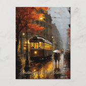 Well Wishes rainy秋トラムinリスボン，ポルトガル ポストカード (正面)