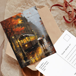 Well Wishes rainy秋トラムinリスボン，ポルトガル ポストカード