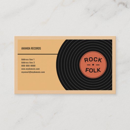 Well-Worn Vinyl Record & Yellow 名刺 (正面)