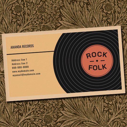 Well-Worn Vinyl Record & Yellow 名刺