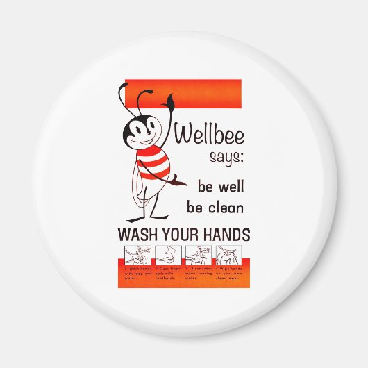 WELLBEE CDC WASH YOUR HANDS広告ポスター マグネット (正面)