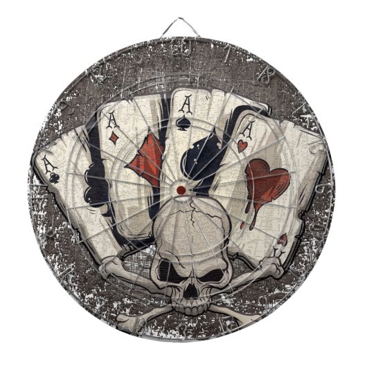 Wellcodaのエースのトランプのスカルのカジノ ダーツボード (正面)