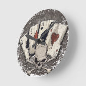 Wellcodaのエースのトランプのスカルのカジノ ラウンド壁時計 (傾斜)