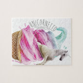 WellcodaのユニコーンのCornettoのおもしろいのアイスクリーム ジグソーパズル (横)